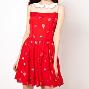 Nishe Hot Air Balloon Embroidered Dress with peter pan collar UK14/US10 Modcloth